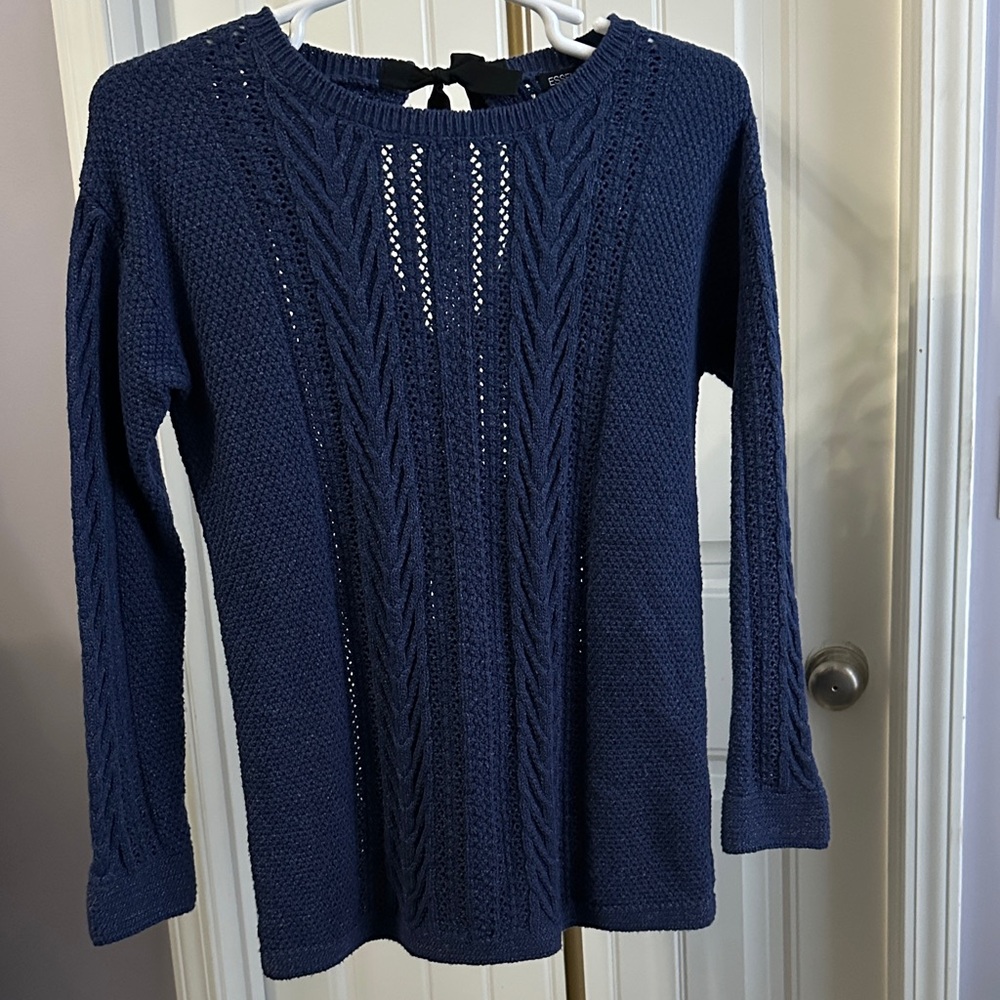 Essentials Navy Cable Knit Sweater